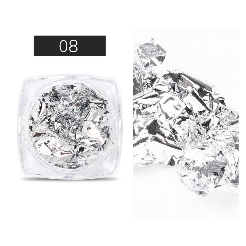 1 Box Nail Art Sticker Kleurrijke Onregelmatige Folies Papier Goud 3D Flakies Manicure Nail Art Diy Decoratie Accessoires: 8