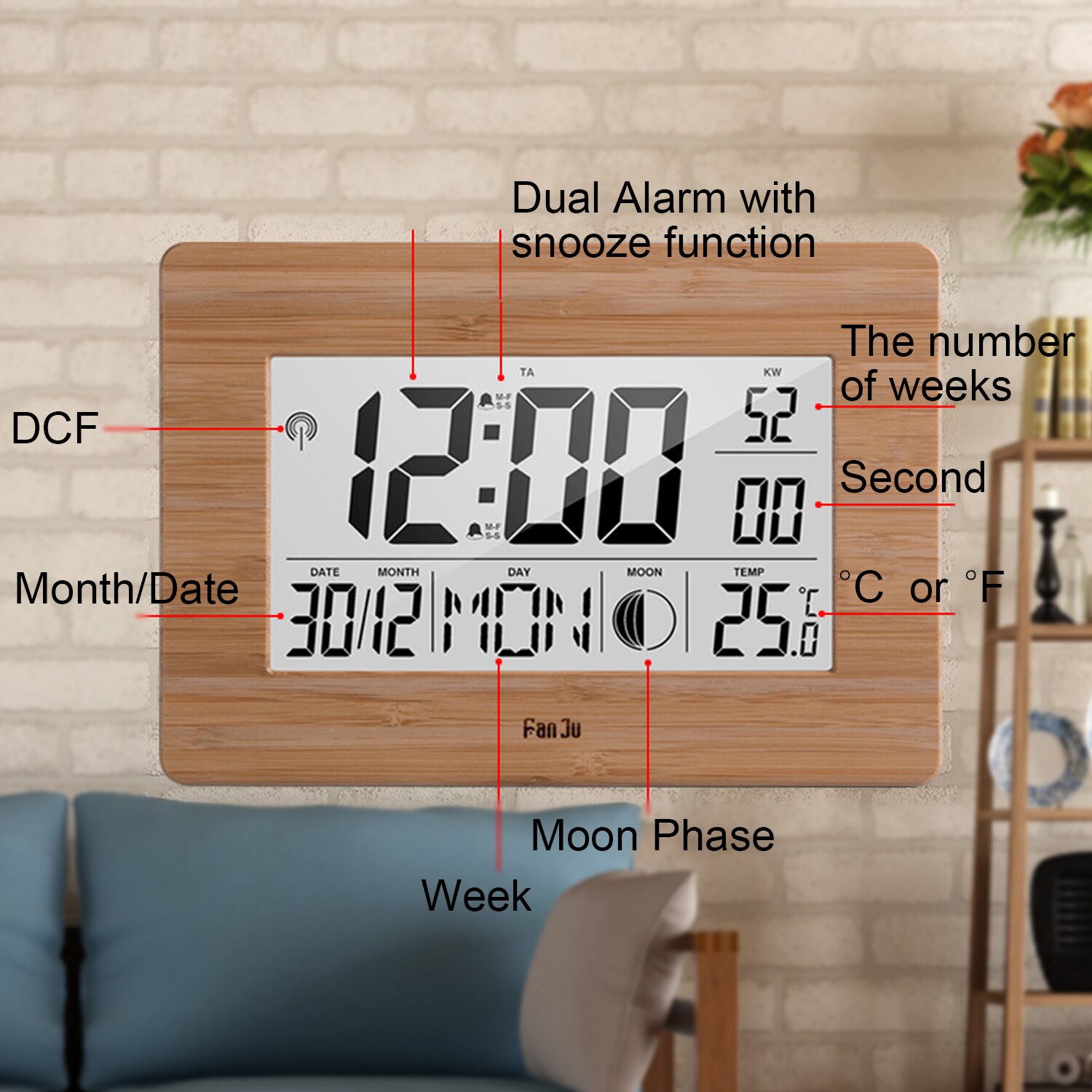 Multifunction Digital Wall Alarm Clock LCD Big Large Number Time Temperature Calendar Table Desk Clocks for Office Home Decor