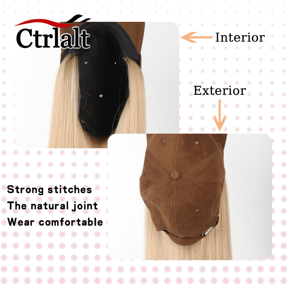 Casquette de Baseball longue et droite, perruque synthétique avec Extensions de cheveux pour femmes, chapeau réglable avec perruque attachée, postiche longue