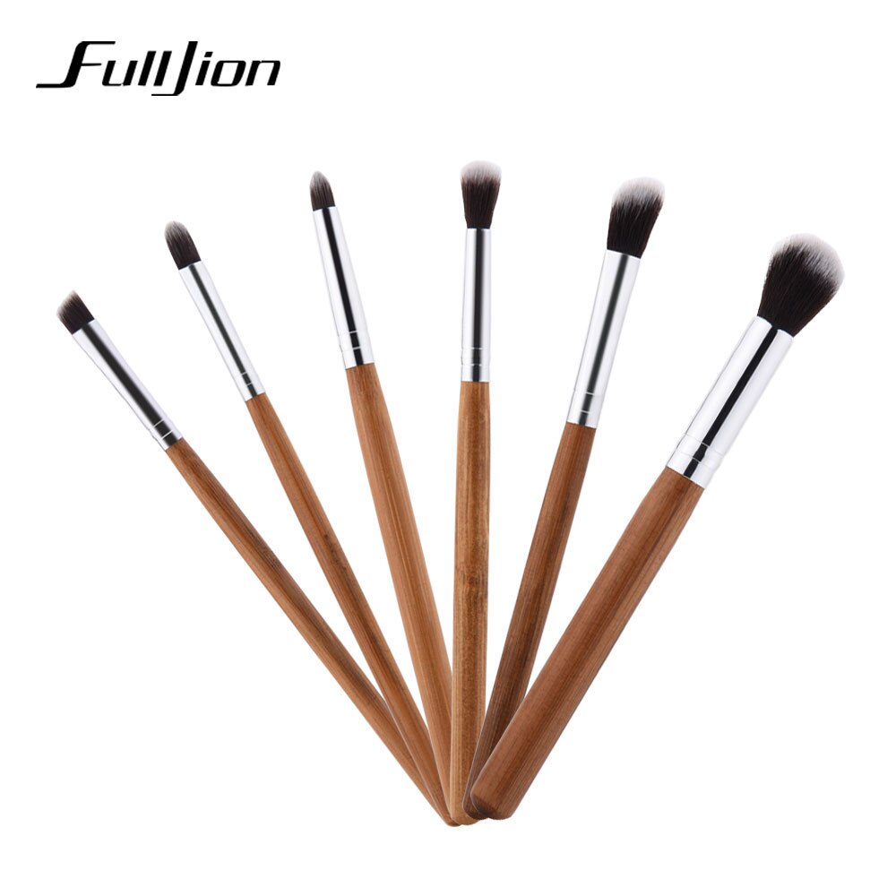 Fulljion 6PCS Professionele Bamboe Make-Up Kwasten Set Oogschaduw pincel maquiagem Foundation Blusher make up borstels maquillage