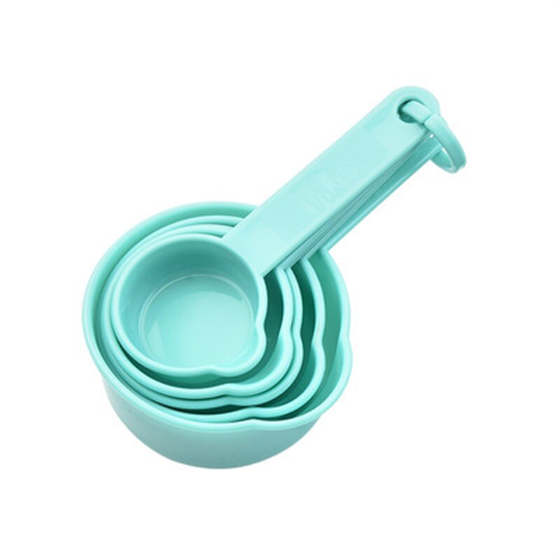 5/10/11pcs Multifunction Purpose Coffee Sugar Spoons Cup Measuring Tools PP Baking Accessories Plastic Handle Kitchen Gadgets: green-5pcs-cup