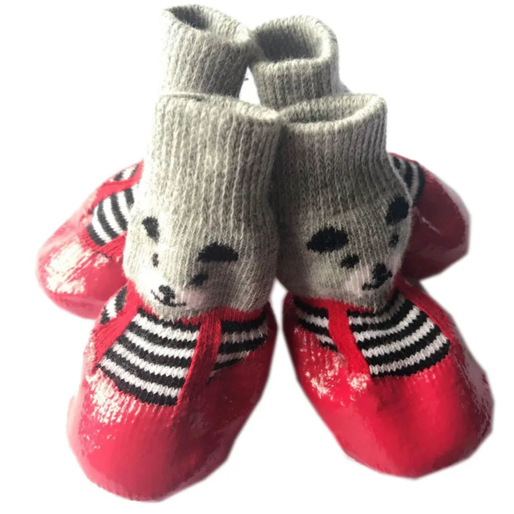 Meias para cães à prova d'água, meias respiráveis para cães e gatos, solas antiderrapantes ajustáveis, meias pequenas com pata de cachorro para ambientes internos e externos: M / Vermelho