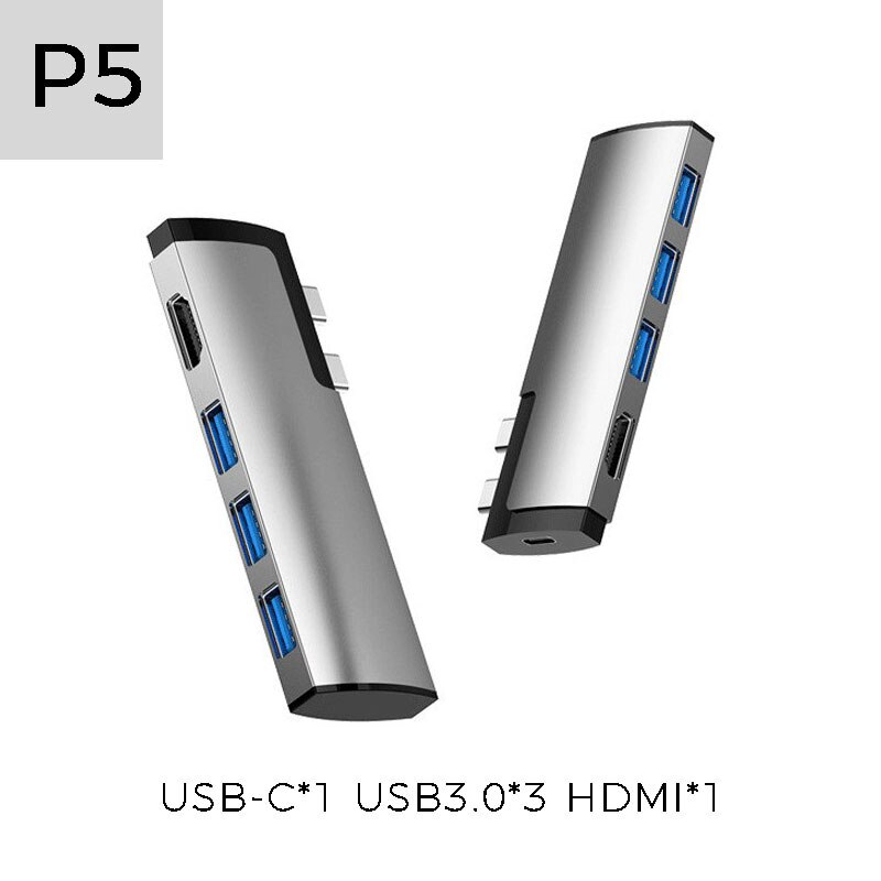 Stacja dokująca robić laptopa USB 3.0 adapter czytnika kart HDMI 4K piorun 3 koncentrator USB C Centrum typu C dla MacBook zawodowiec powietrze 2018 2019 2020: P5