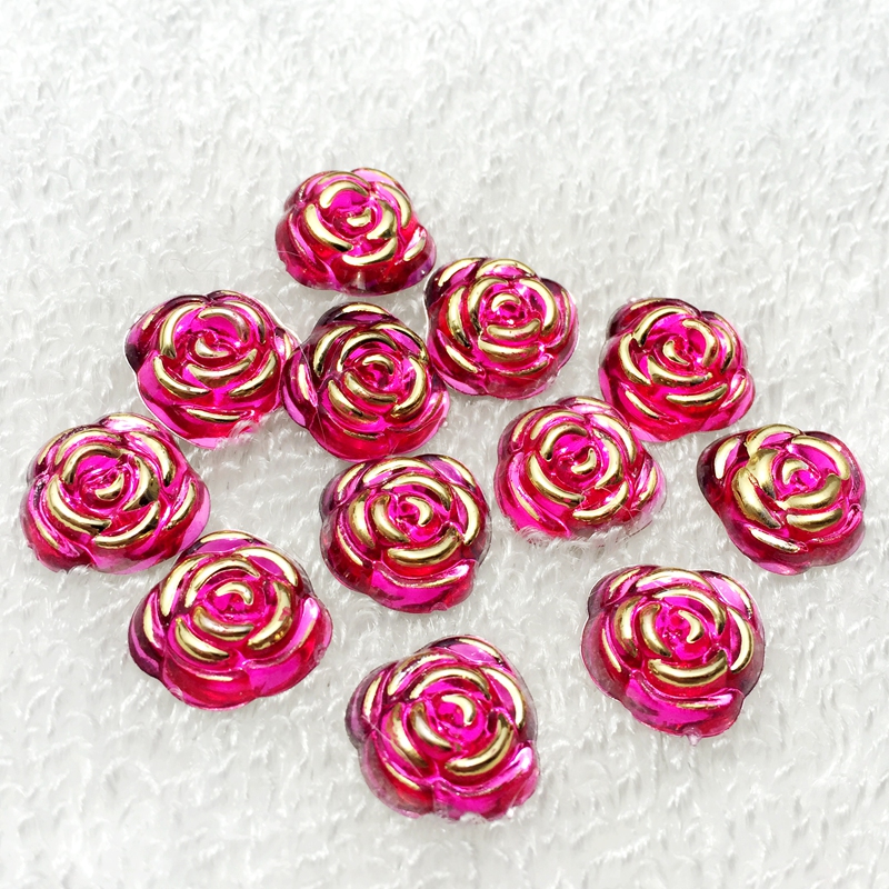 40 stk 15mm rose blomst harpiks krystal sten flatback rhinestone knap til diy håndværk tøj dekoration  -a40