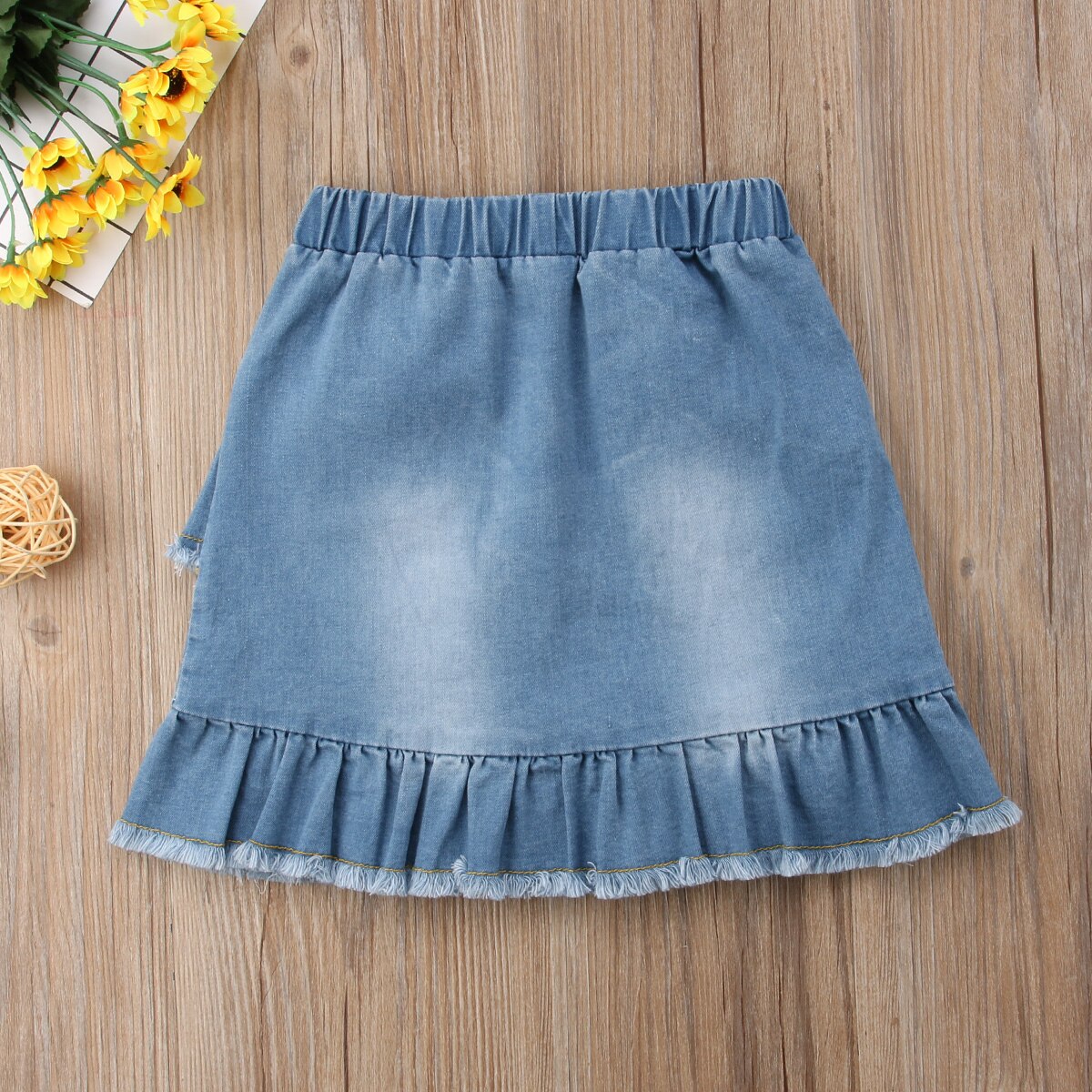 Neue Mädchen Röcke Kleinkind Kinder Mädchen Blau Mini Rock Rüschen Säuglings Baby Mädchen Sommer Jeans Rock 1-6T