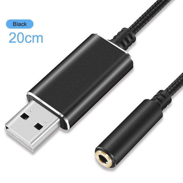 Usb A Naar 3.5Mm Vrouwelijke Audio Adapter Usb Externe Geluidskaart Met 3.5 Jack Hoofdtelefoon Microfoon Voor PS5 4 pc Laptop Hoofdtelefoon Aux: 0.2m Black