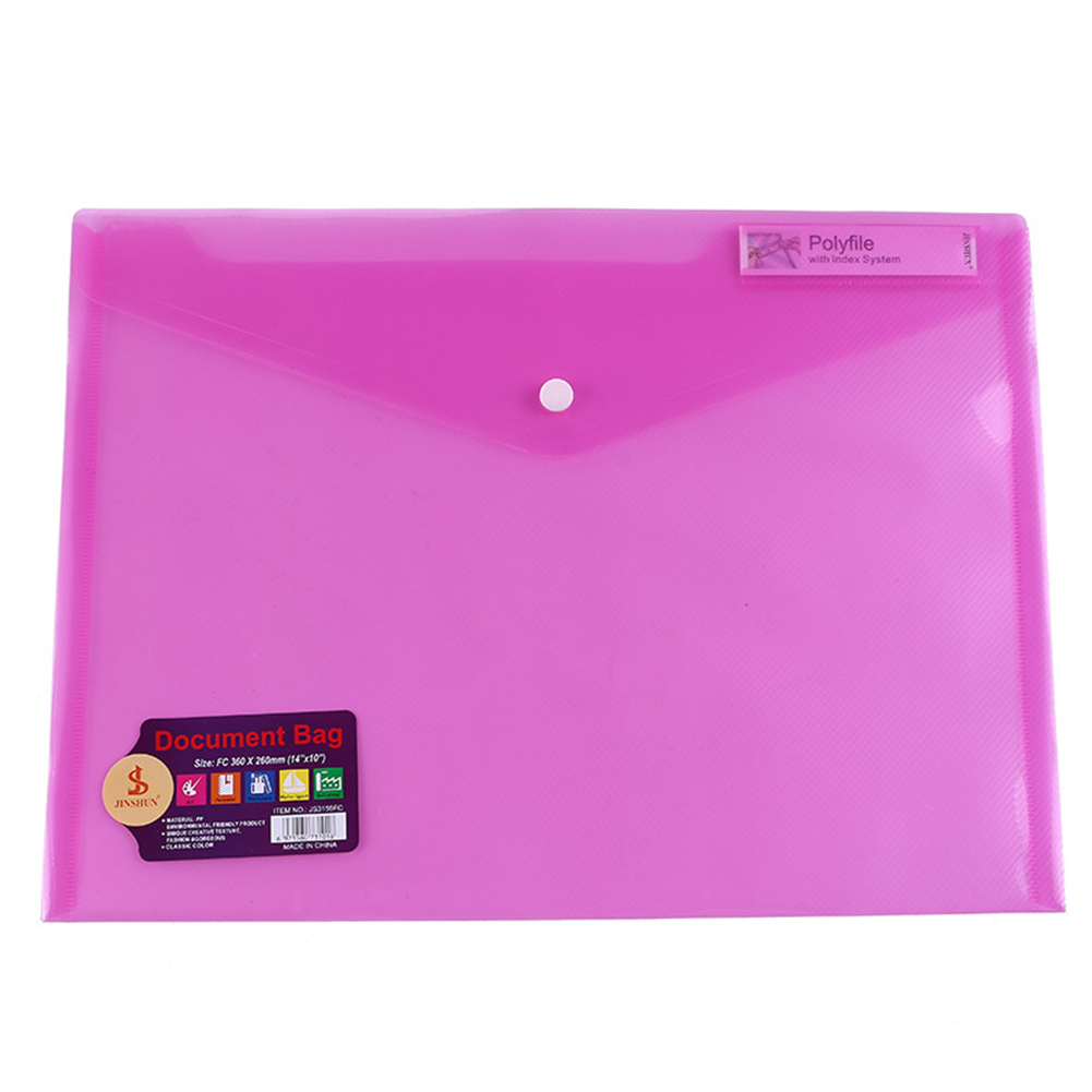 6 Pack Poly Envelopes File Folder With Label Pocket Clear A4 Transparent Document Organizer Snap Closure Expandable File Pouch: 6pcs-A4-2-Pink