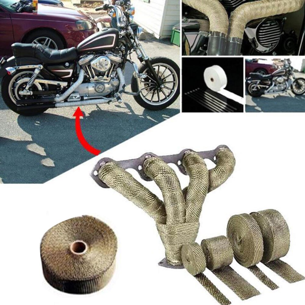 Cloth Insulating Tape Universal Heat Insulation Tape Motorcycle Manifold 5M with 4 Iron Plates Durable Wrap