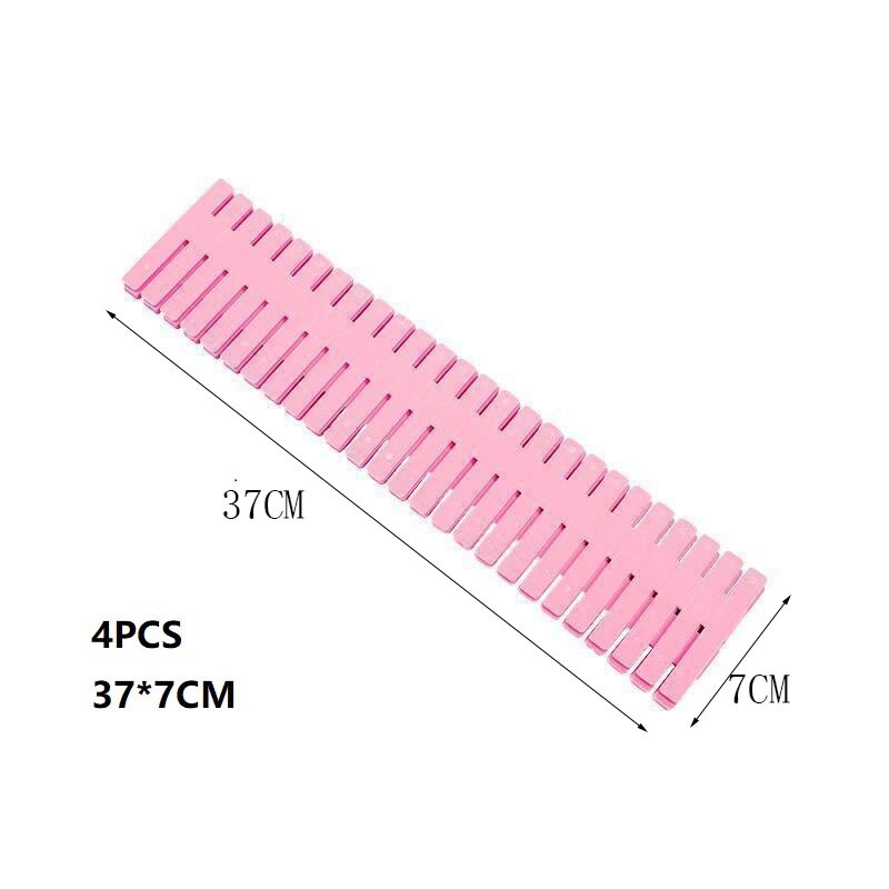 4Pcs Adjustable Storage Organizers Partition Board Drawer Divider Combination Partition Board Space-Saving Division Organizer: 4pcs pink
