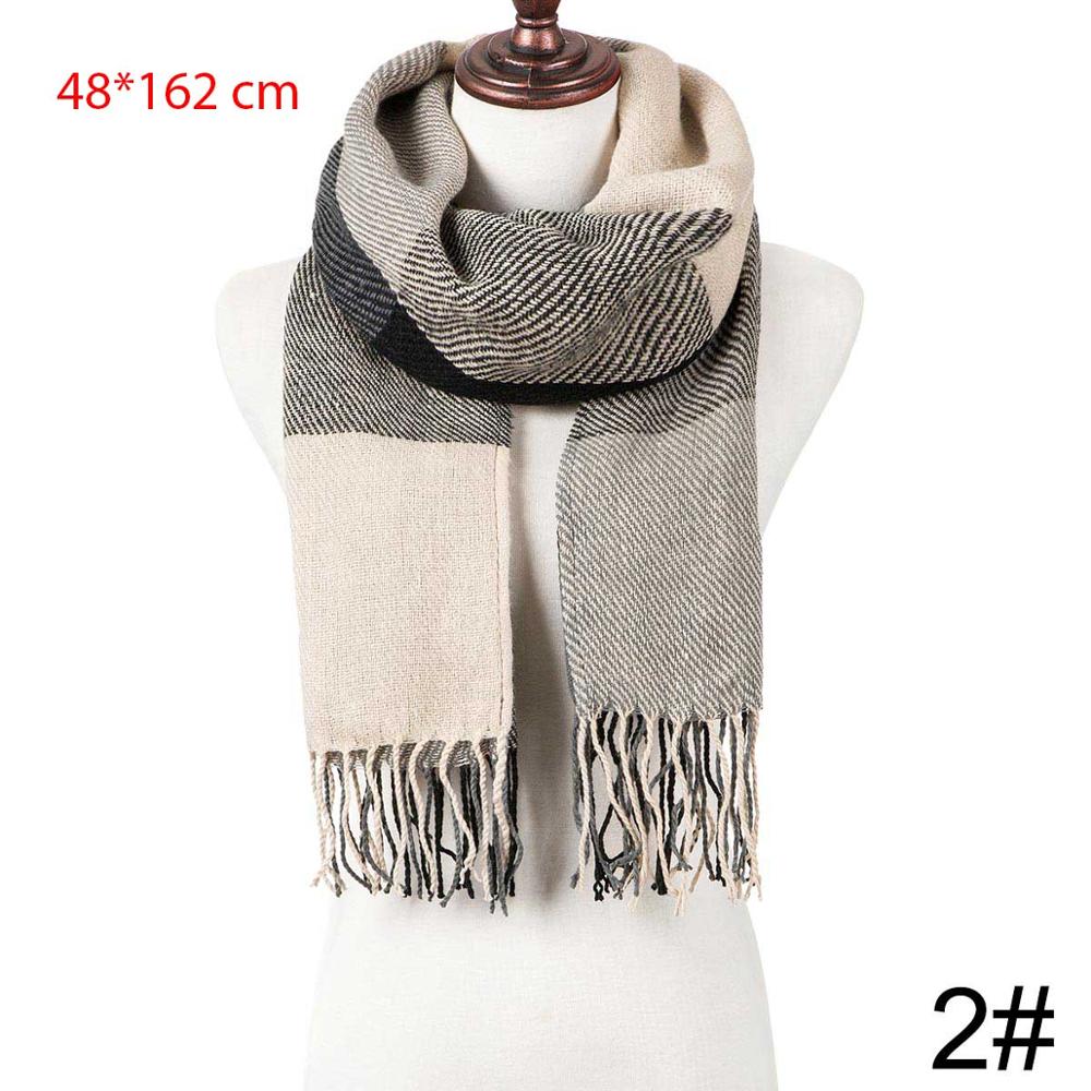 Vinter tørklæde til kvinde strik tassellong tørklæde bomuldsjal wrap sjal kvinde plaid efterår vinter varmt tilbehør: 2