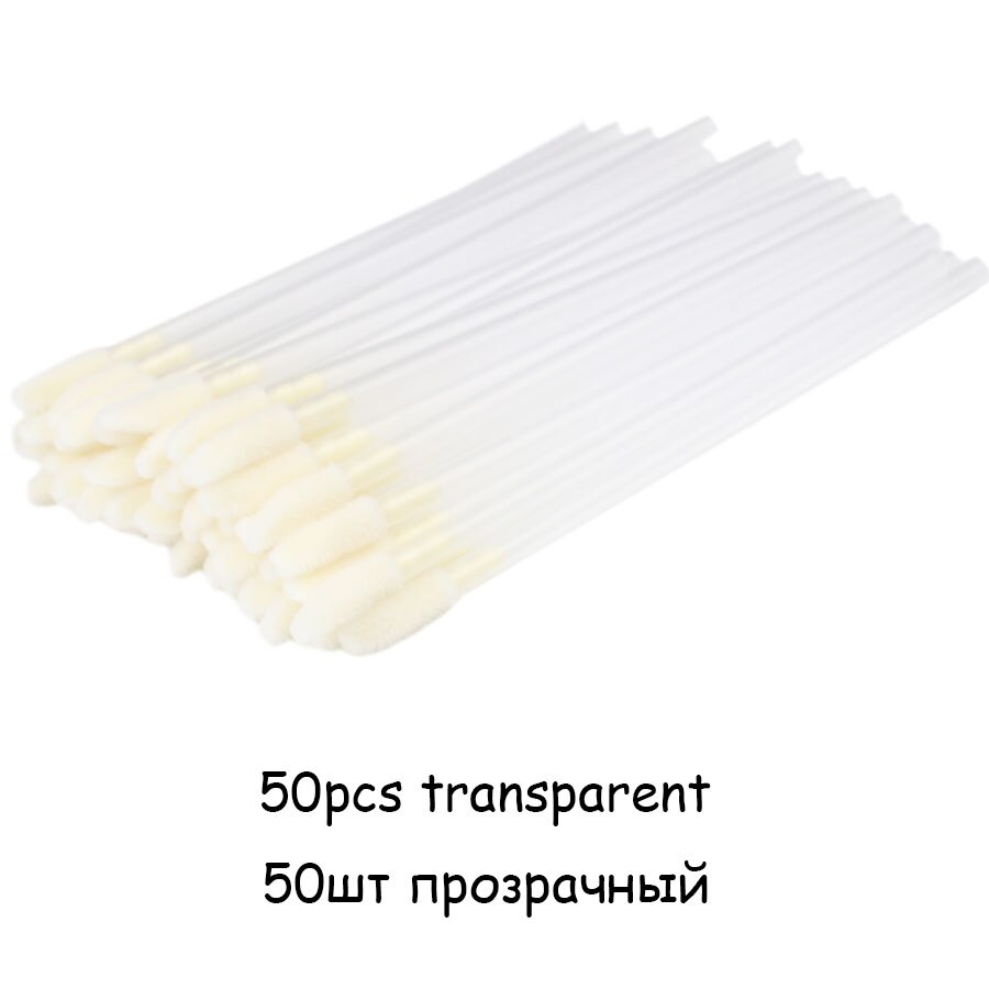 50 Stuks Wegwerp Lip Borstel Wimperborstels Wimpers Micro Borstels Wimper Extension Applicator Cleaner Beauty Makeup Tools: 50pcs Transparent