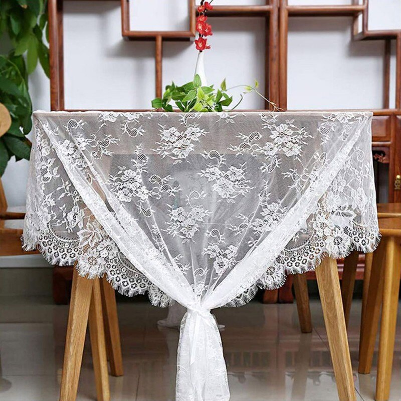  59x118 Inch Classic White Wedding Lace Tablecloth Lace Tablecloth Overlay Vintage Embroidered Overlay Rustic Wedding Reception.: Default Title