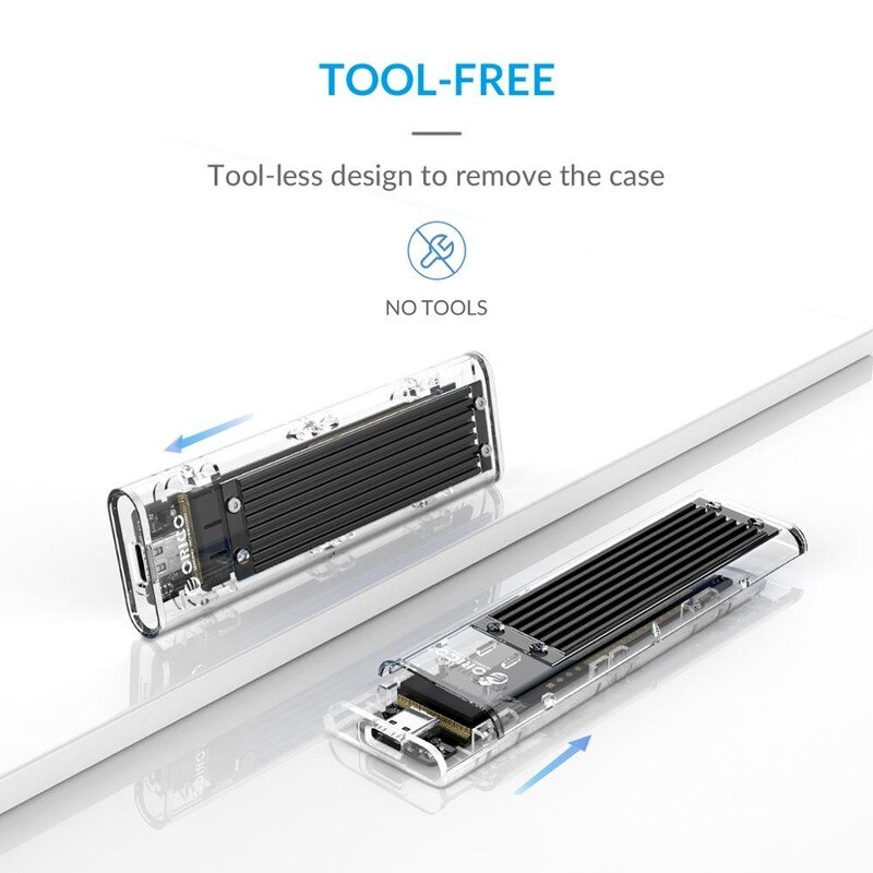 ORICO – boîtier M.2 vers USB Type C, disque dur Transparent, adapté au NVME NGFF SATA M/B Key Ssd TCM2-C