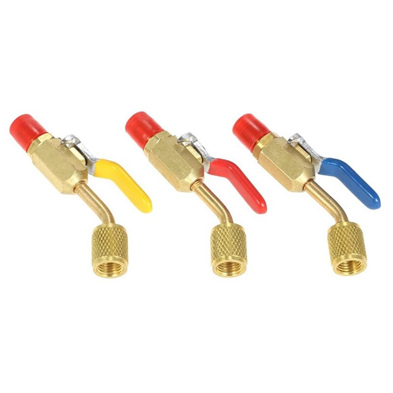 6 Pcs Air Conditioning Refrigerant Angled Compact Ball Valve1/4Inch for R410A R134A R12 R22 AC HVAC