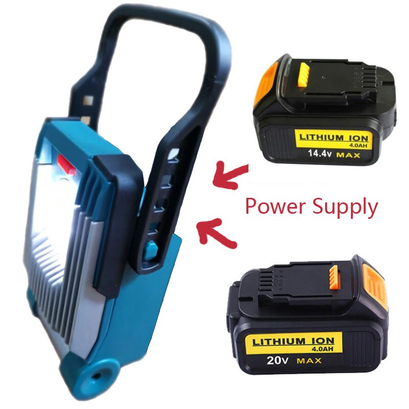 Li-ion batteri led arbejdslampe flash site lampe fakler kan drives af maikita dewalt bosch milwaukee  m18 18v li-ion batteri: Dug
