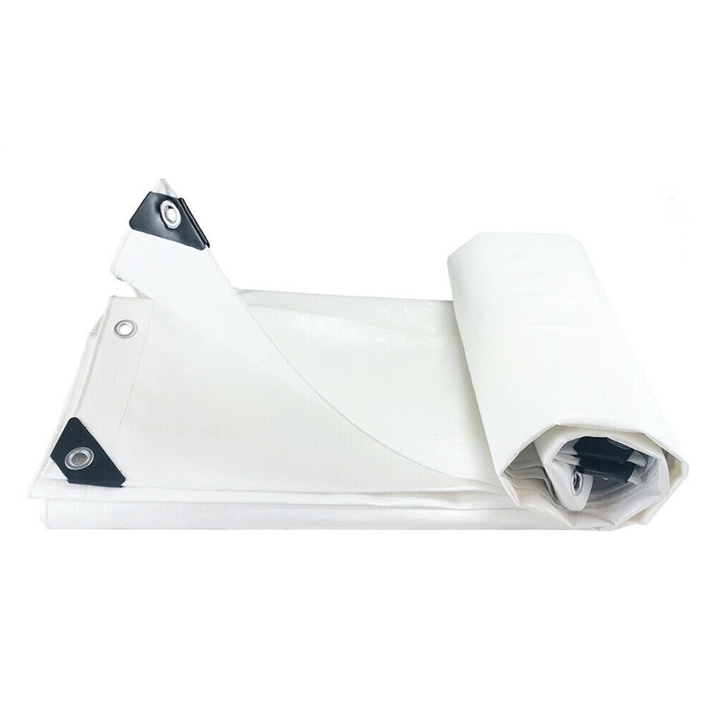White Poly Tarp Waterproof Camping Tarps Cover Sheet Anti-UV PE Shade Boat Car Cover