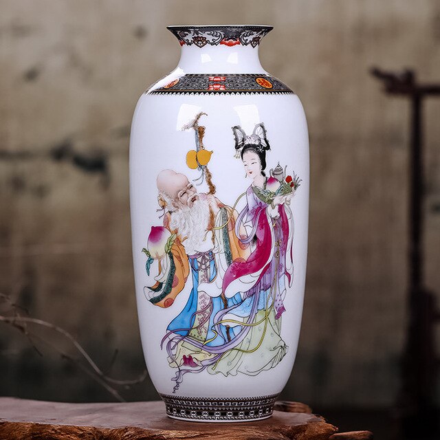 Jingdezhen keramische vaas antiek blauw en wit Guiguzi Down The Mountain grote pot handbeschilderde Sangu rieten porselein ornamenten