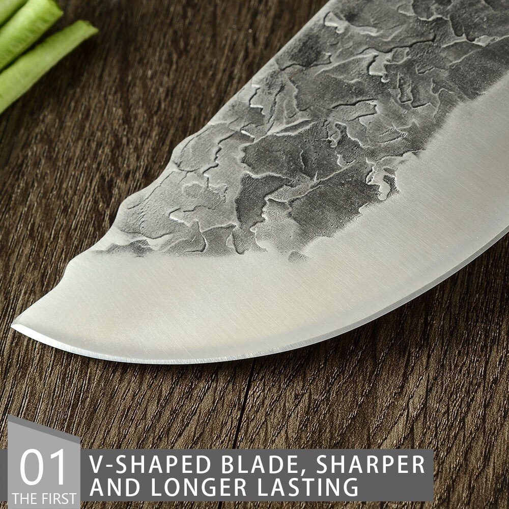 XYj couteau de boucher 7.5 ''forgé à la main, Chef de cuisine en acier inoxydable, couperet à viande, coupe os de poisson, outils de couteau à lame tranchante