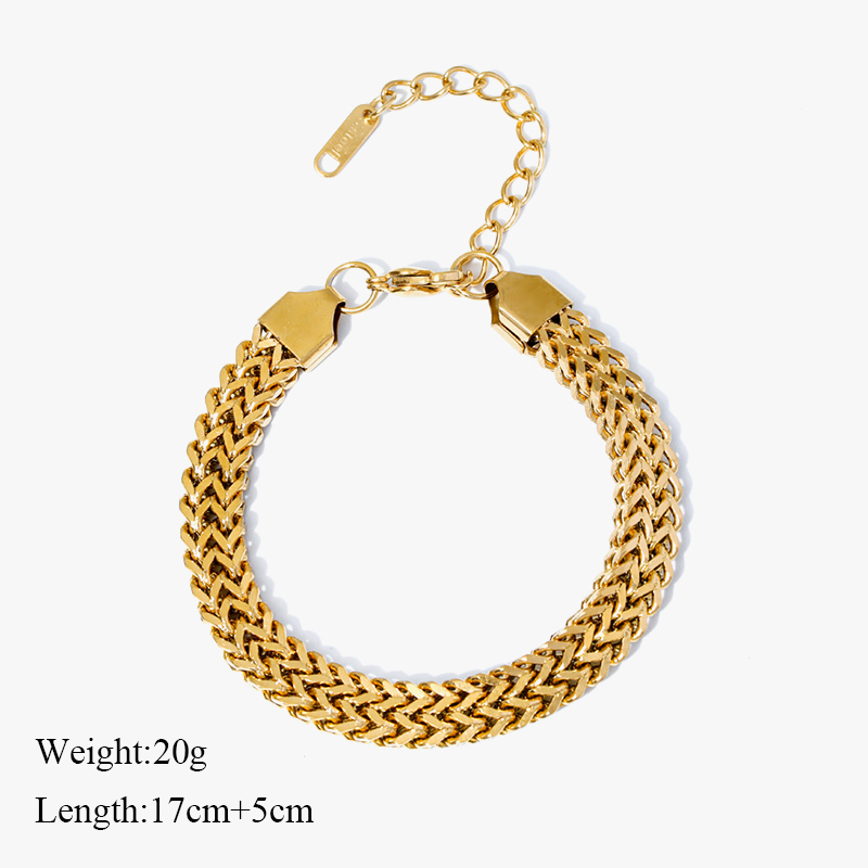 Braccialetto con braccialetti a catena spessa Color oro in acciaio inossidabile 316L EILIECK per accessori regalo gioielli impermeabili moda ragazza donna