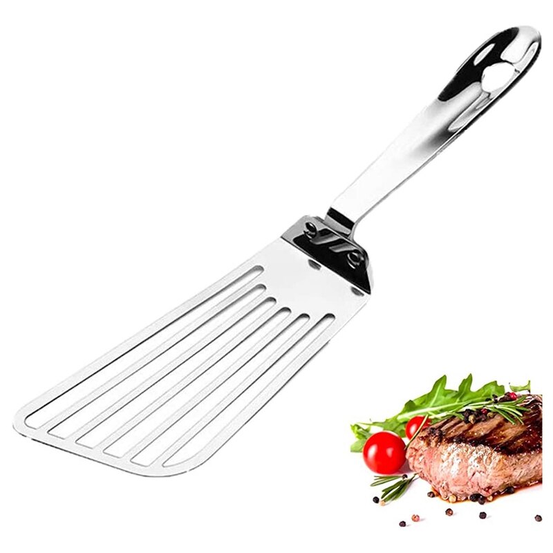 Stainless Spatula Fish Spatula with Long Wide Flexible Blade,Flexible Sturdy Spatula Support Easier for Flipping