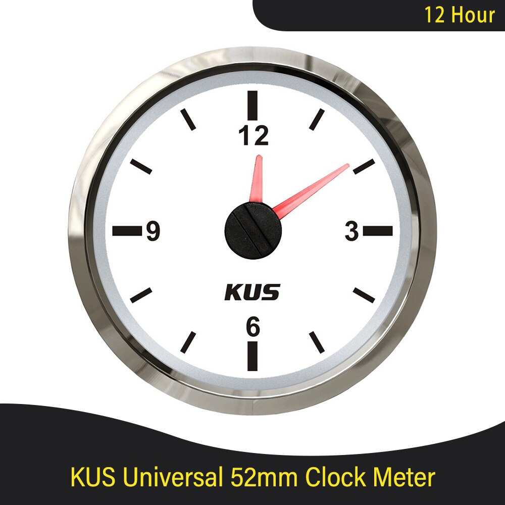 KUS 2 "Auto Marine Boot Klok Meter Klok Gauge 12-Uur Met Backlight: White