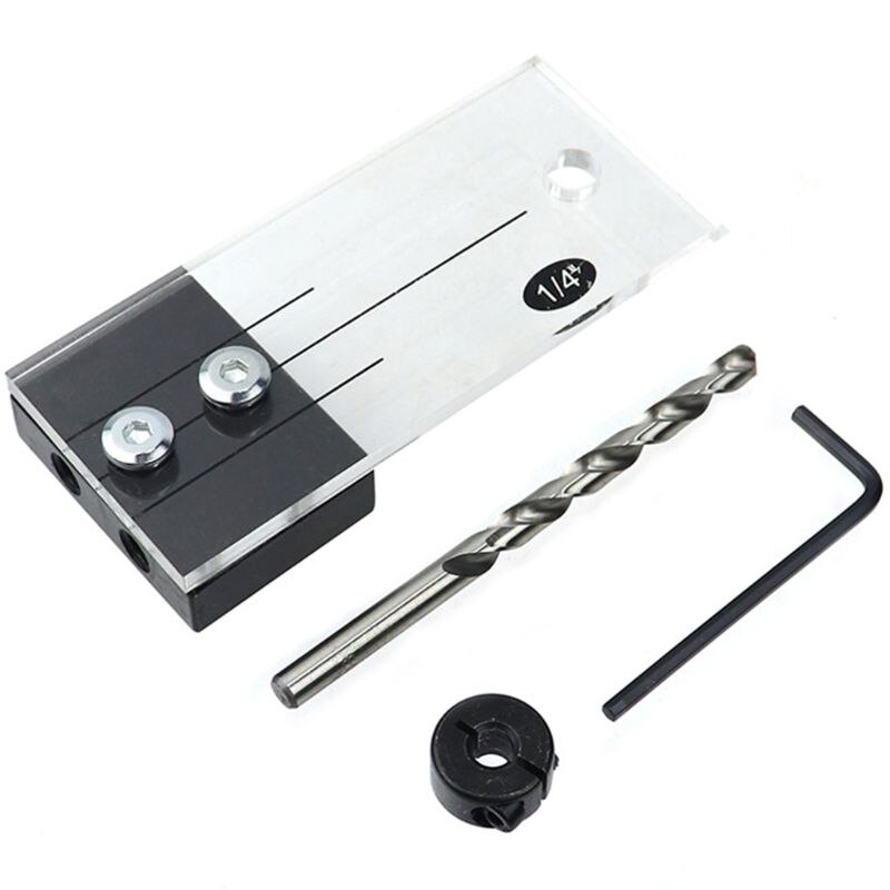 Dowel jig akryl herdet stål lomme hull jig 1/4 tommers bor guide locator