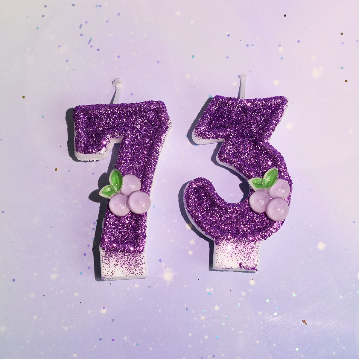 Happy Birthday Child Fruits Purple Grape Candles For Girl Number 0-9 Cake Topper Wedding Decoration Anniversary Party Supplies