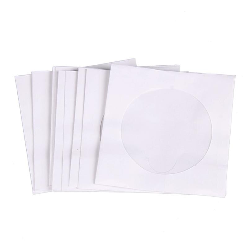Mini 95pcs Beschermende Witboek CD DVD Disc Opbergtas Enveloppen Flap Stofdicht Anti-kras CD DVD Bescherm Bag 8.5cm x 8.5cm