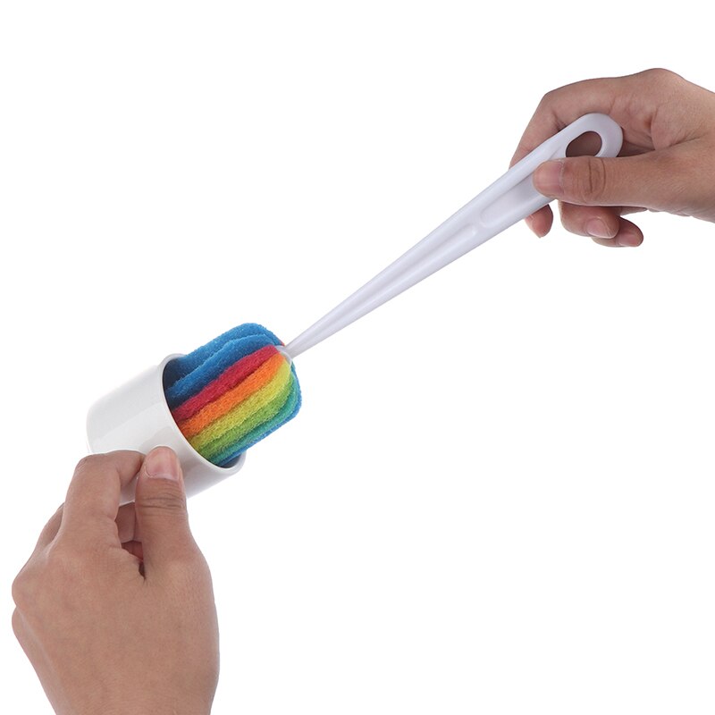 Colorful Detachable Water Bottle Cup Mug Glass Washing Sponge Cleaning Brush Scrubber With Handle Cleaning Utensils Brush Glass