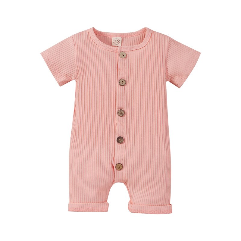 Bbay Boys Girls Casual Romper Solid Color Round Collar Short Sleeve Jumpsuits One-pieces for Boys and Girls Infant Clothing: C / 12M