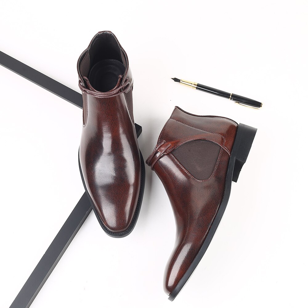 Mænd støvler sko ankelstøvler vintage komfortable chelsea støvler herre slip on luksus sko