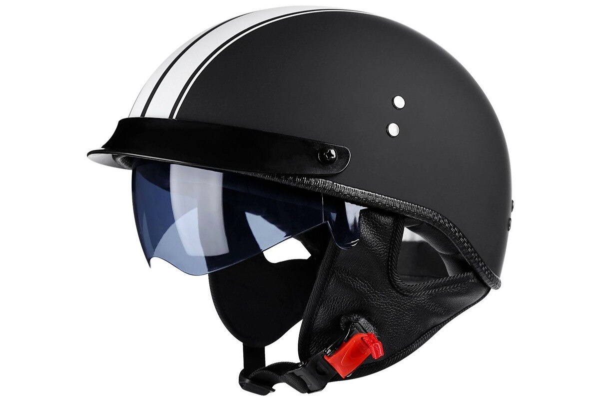 Vintage Motorcycle Helmet Open Face Helmet Half He... Grandado