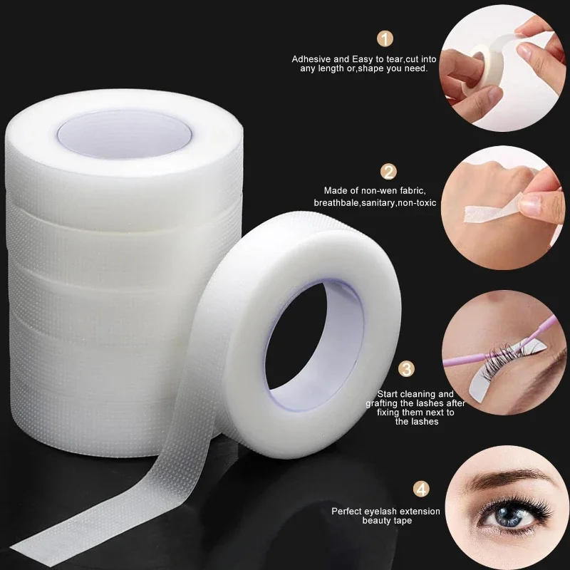 Cinta para pestañas, tela adhesiva transparente, 9m/10 yardas/rollo, cinta adhesiva de tela microporosa transpirable para suministro de extensiones de pestañas