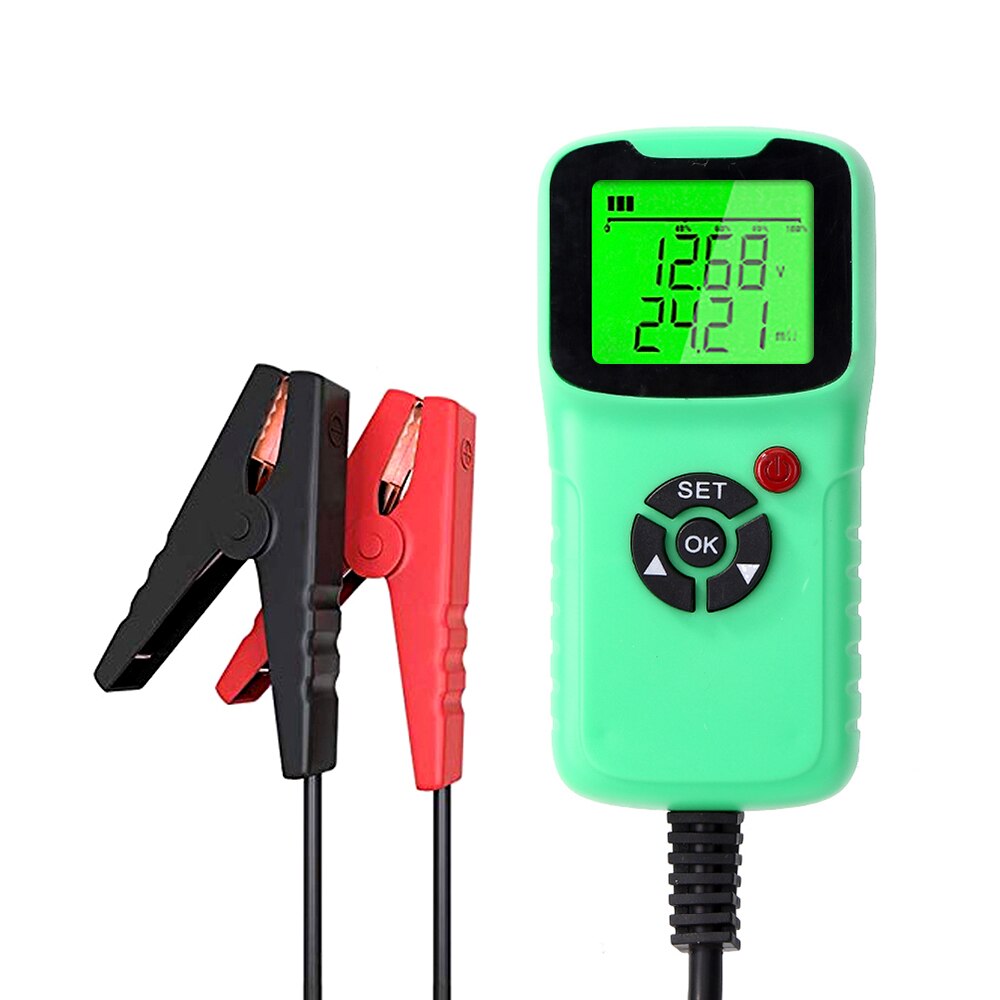 Kkmoon bilbatterilader tester analysator 12v 2000 cca batterispenningstest ladekrets tester: Grønn