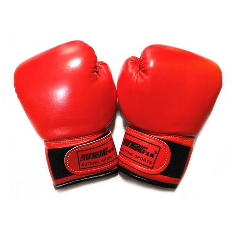 1 par 3-12 år børn børn boksehandsker åndbare pu læder kamphandsker sanda boksning træningshandsker: Rød