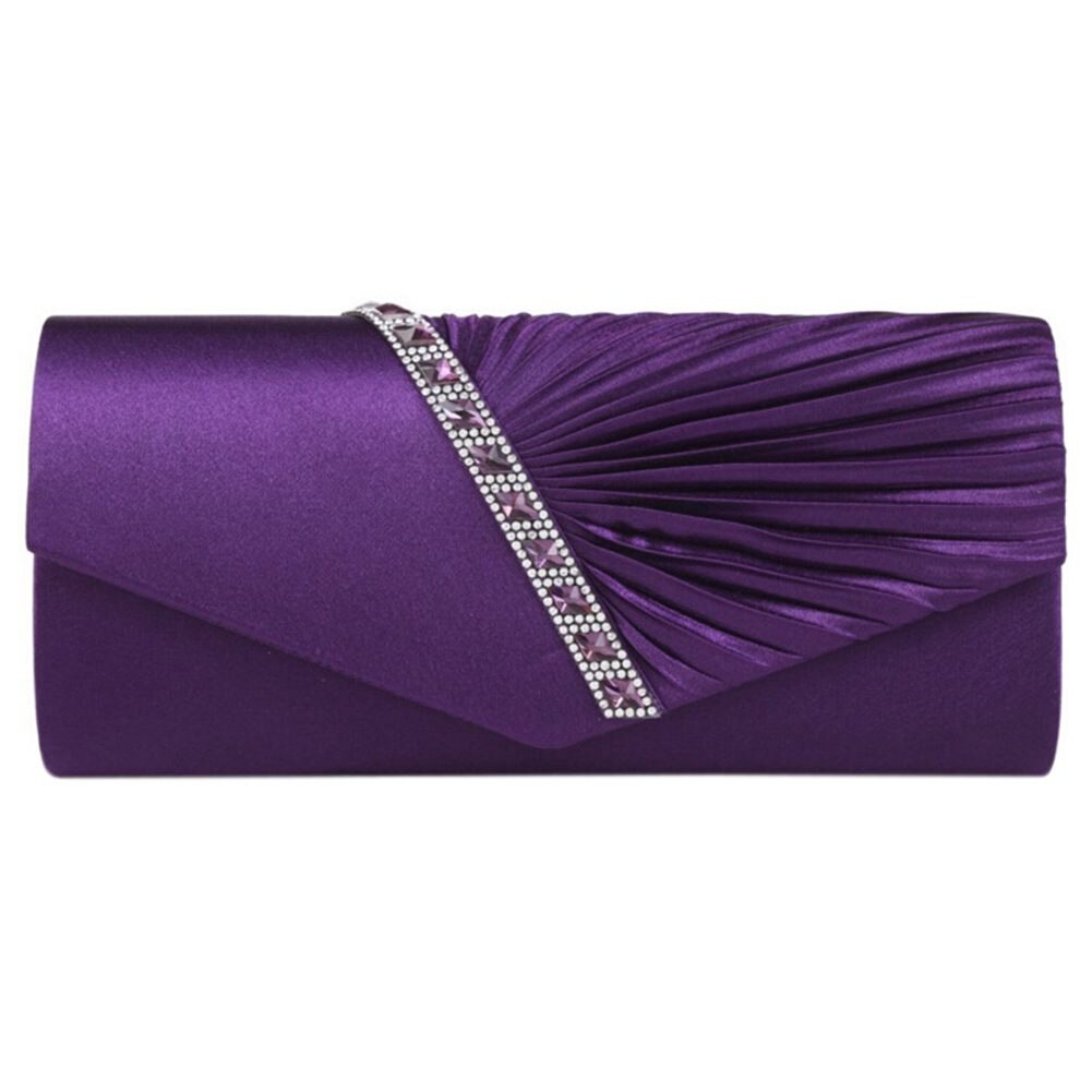 Dames diamanten ruche feest gala bruids avond envelop clutch tas