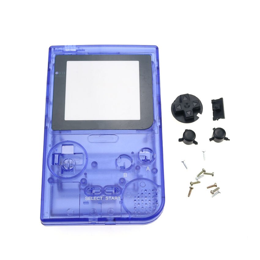 YuXi Full housing shell case cover replacement for Gameboy Pocket Game Console for GBP Clear shell Case with Buttons Kit: Clear Dark Blue