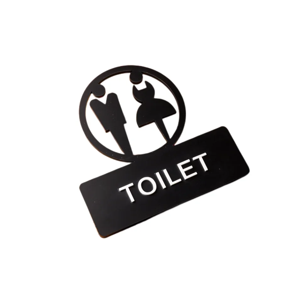 Señalización de baño para hombres y mujeres, señal de recordatorio ahuecada de acrílico, pegatina para puerta corredera de Hotel