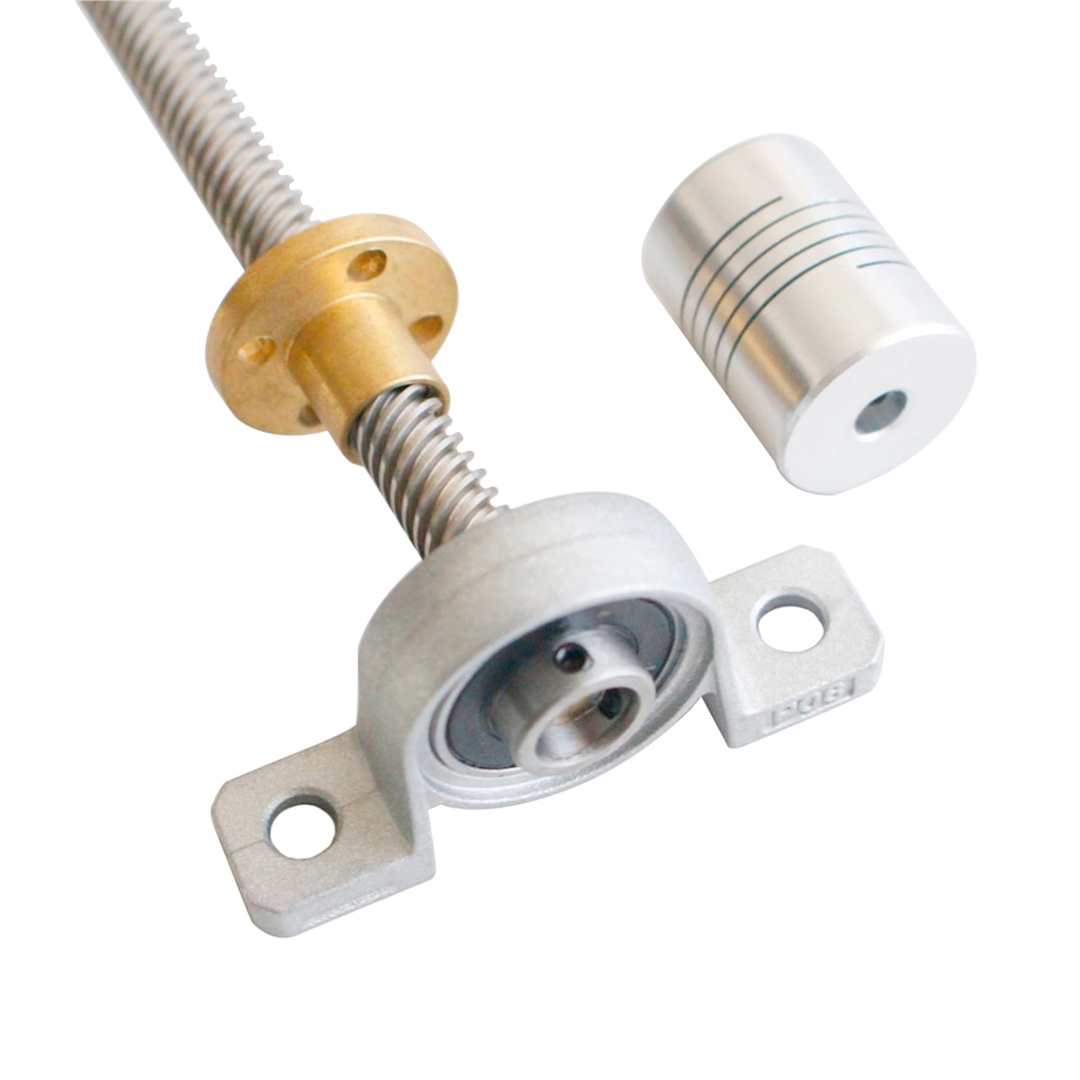 T8 tornillo de plomo 100mm-1200mm Paso 2mm plomo 8mm con tuerca y eje de rodamiento KP08 y acoplamiento Flexible de 5*8mm piezas de impresora 3D