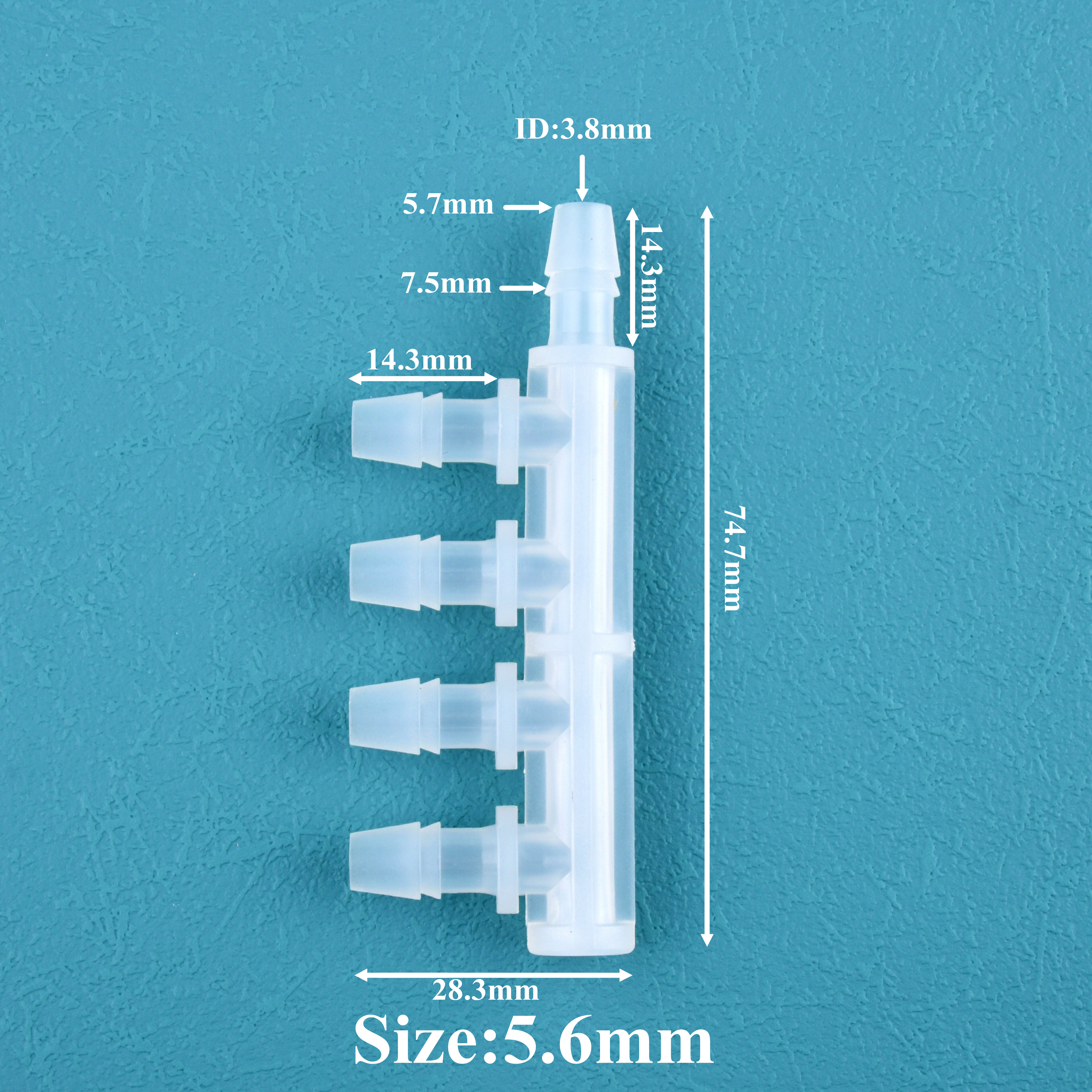 Connettore a 5 gareggiare lato PP 2 ~ 200 pz/lotto 2.4 ~ 9.5mm uguale Dia pagoda tubo automatico per irrigazione giunto per irrigazione da giardino: bianca / 1 ''