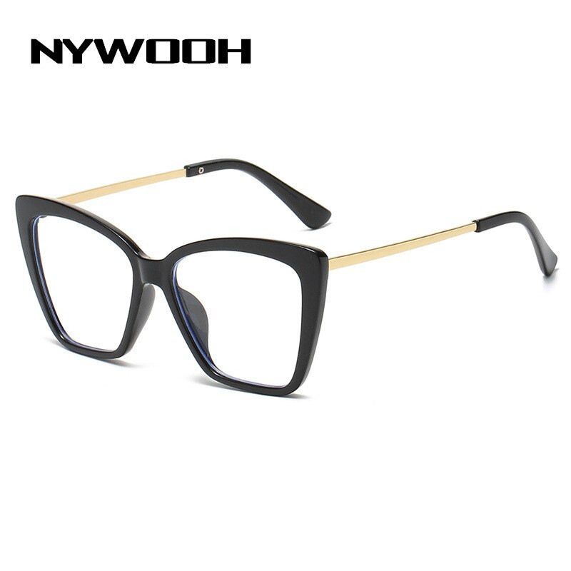 NYWOOH Anti Blue Light Computer Glasses Frames Women Transparent Cat Eye Eyeglasses Ladies Oversized Optical Frame