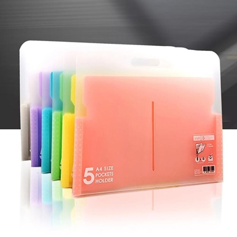 Portable Organ Bag Document Bag File Folder Expanding Wallet 5 Grid A4 Organizer Paper Holder Office School Supplies