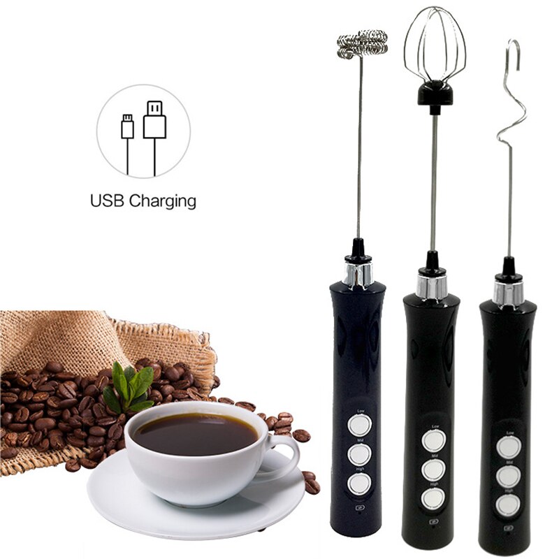 Rechargeable Milk Frother Battery Operated,3-Speed Portable Travel Frother,Electric Milk Foamer Coffee Frother for Latte: Default Title