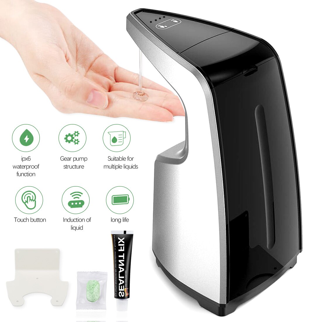 Smart Non-contact Infrared Sensor Wall-mounted/Table-top Hand Dispender Alcohol Handwashing for Kitchen Rest room Bathroom