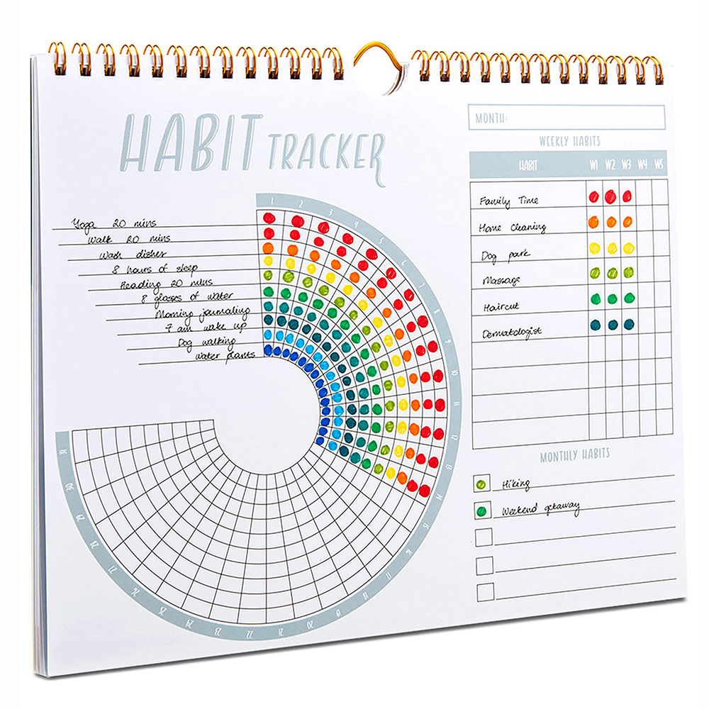 Calendario rastreador de hábitos Diario motivacional de seguimiento de hábitos Planificador de objetivos inspirador con diario semanal sin fecha de 12 meses