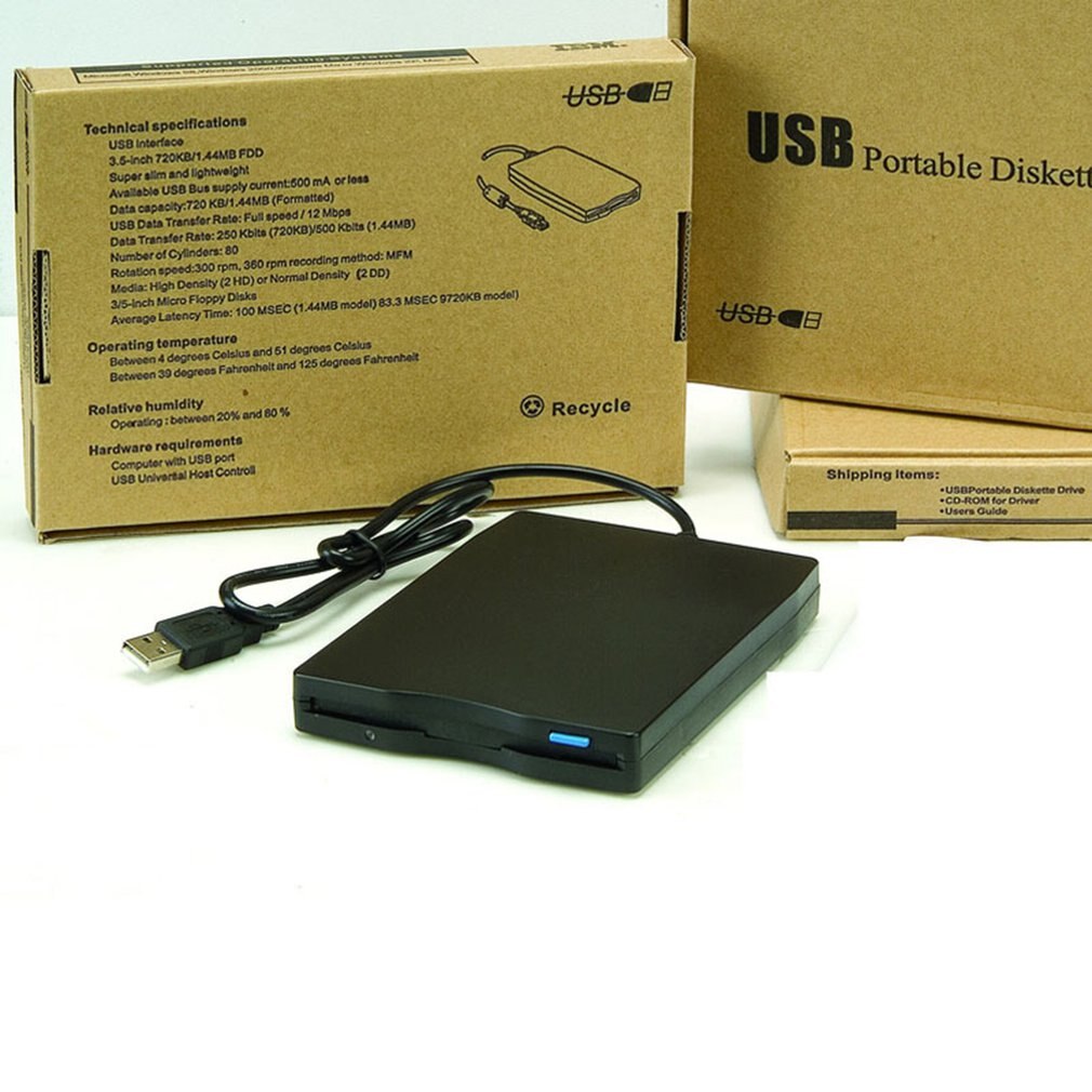 1.44 MB Floppy Disk 3.5" USB External Drive Portable Floppy Disk Drive Diskette FDD For Laptop Desktop PC