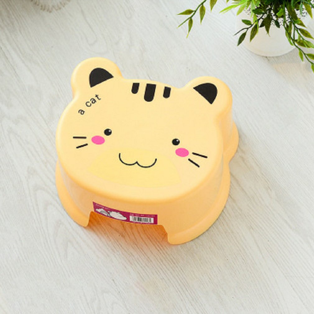 Cute Living Room Thick Plastic Stool Bathroom Bath Bench Cartoon Children Toddler Bench Shoes Bench Stool: Yellow