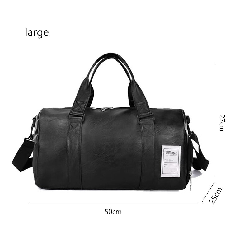 neue Männer Wochenende Outdoor Reisetasche Leder Wasserdichte Frauen Seesack Große Kapazität Paar Modelle Fitness Handtasche: Black-Large