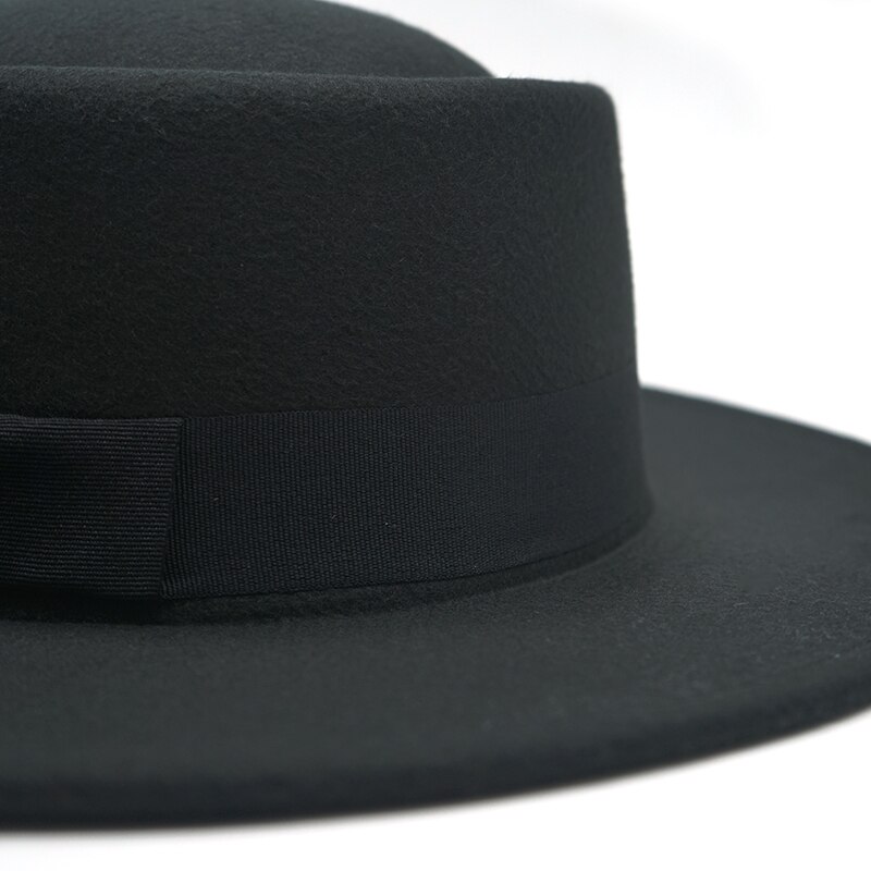 Vinter efterår sejler flad top hat til kvinder & #39 ;s mand bred skygge damer fedoras hat jazz cap klassisk bowler feminino gorra