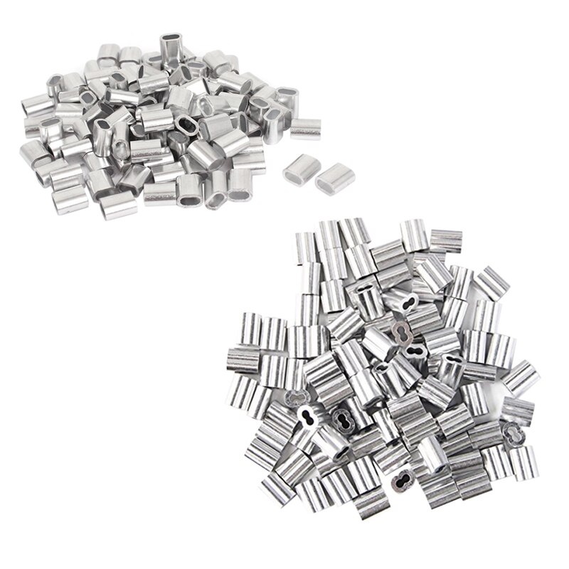 100Pcs 2.5mm Wire Rope Sleeves Clip Cable Crimps & 120 Pcs Crimping Loop Sleeve 2mm Diameter Wire Rope and Cable